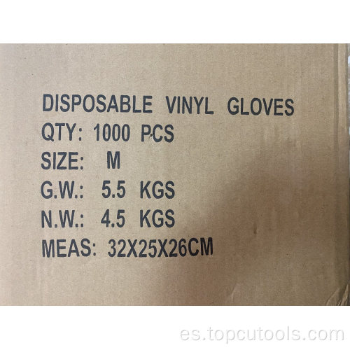 Guantes de vinilo de PVC desechables unidireccionales sin polvo